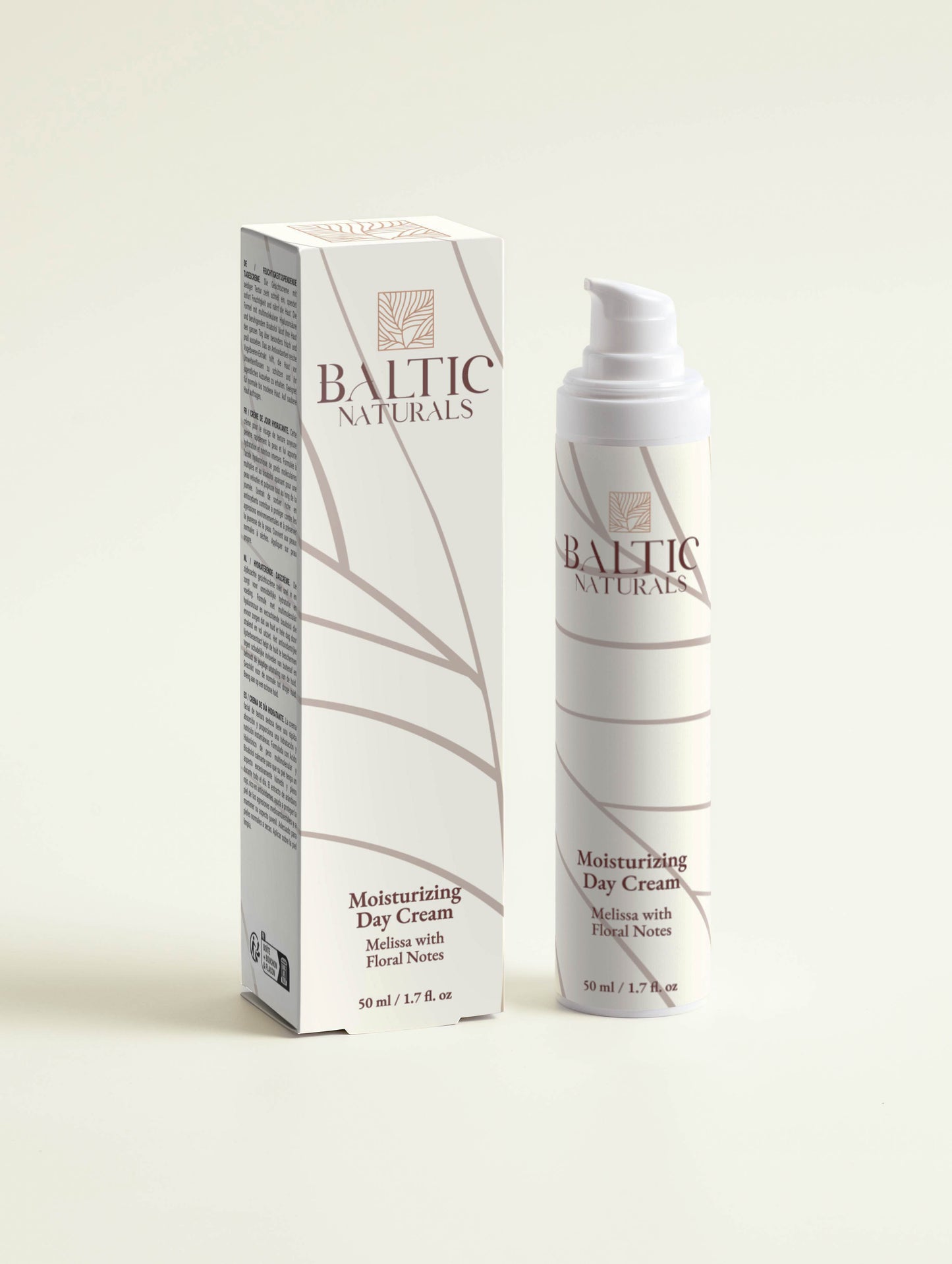 Baltic Naturals' moisturizing day cream rich in antioxidants, displayed with box