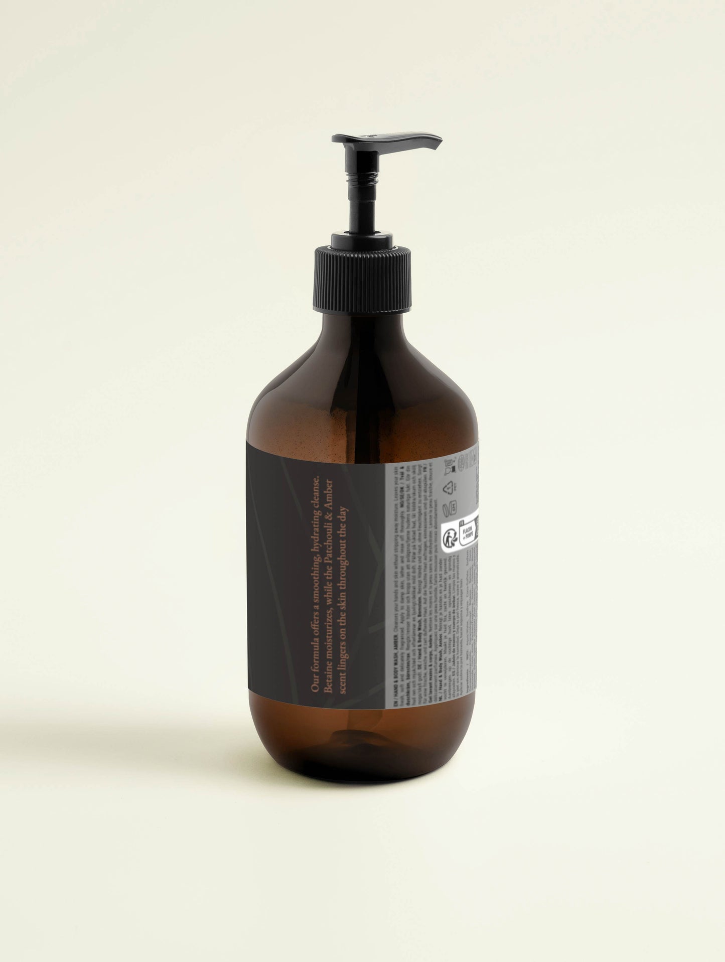 Back of Baltic Naturals' Patchouli & Amber Vanilla Hand & Body Wash, made with natural ingredients