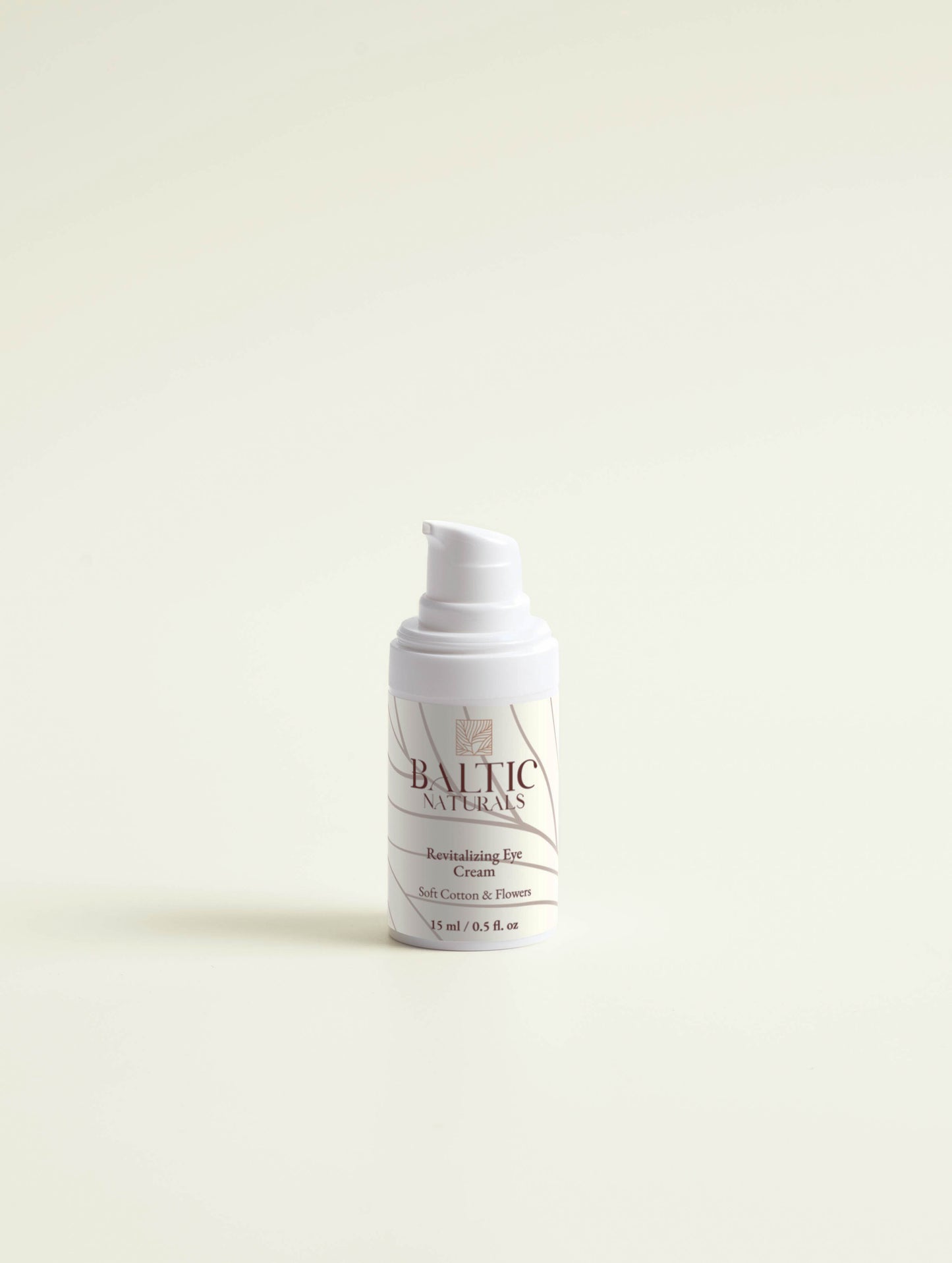 Baltic Naturals Revitalizing Eye Cream 15ml, frontal view of the product alone, emphasizing the sleek and luxurious design of the jar.